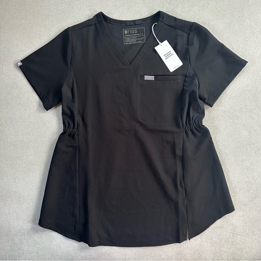 Figs V Neck Maternity Scrub Top. Small. Black. New